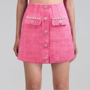 Self-Portrait Pink Tweed Mini Skirt